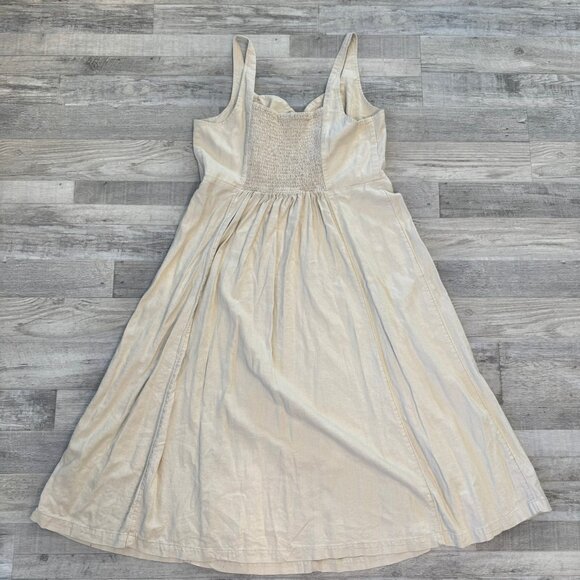 Old Navy linen blend natural color midi sundress smocked size XL C38 - Picture 5 of 5